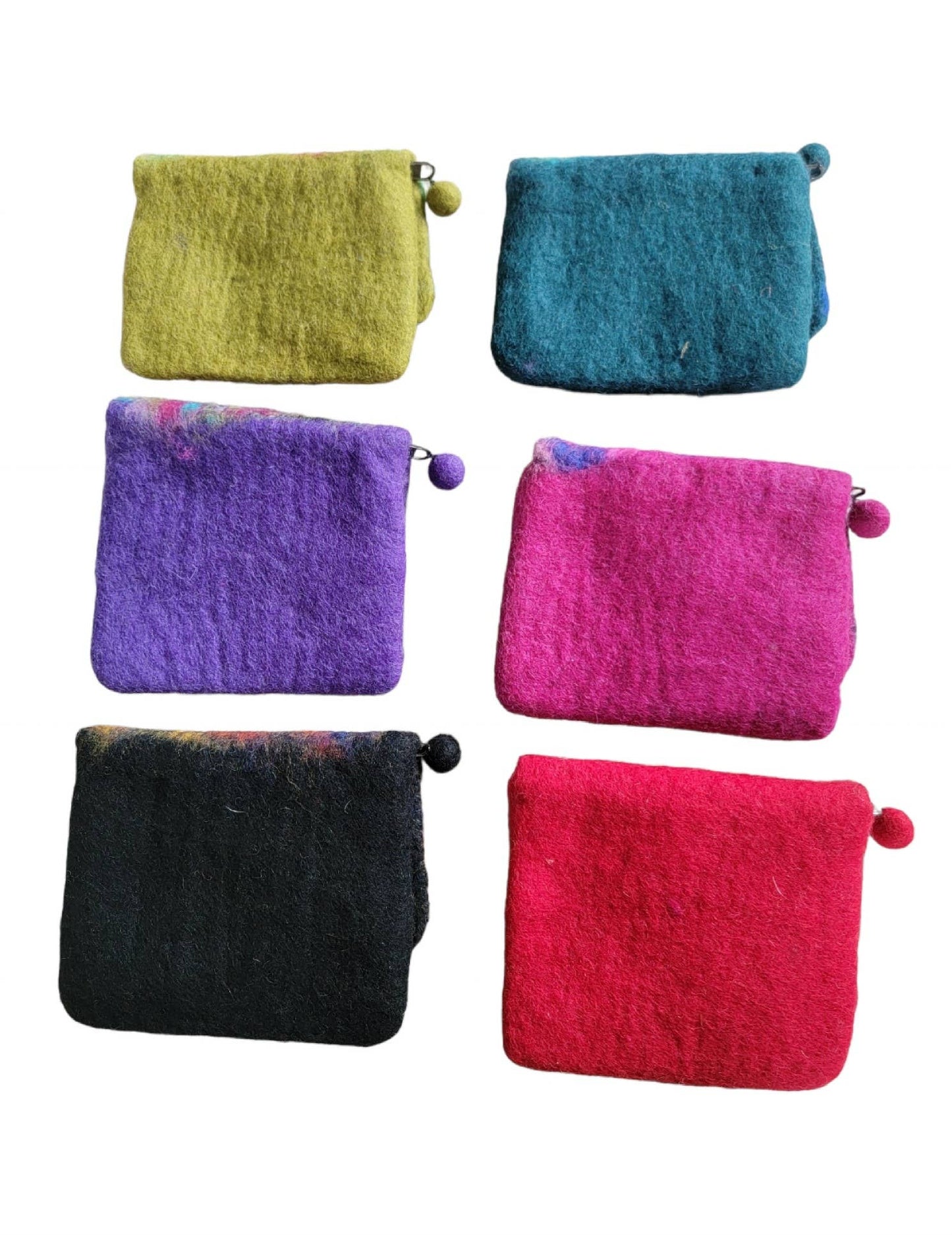 BA650b Wool Felt Coin Purse Leaf Feather Flap