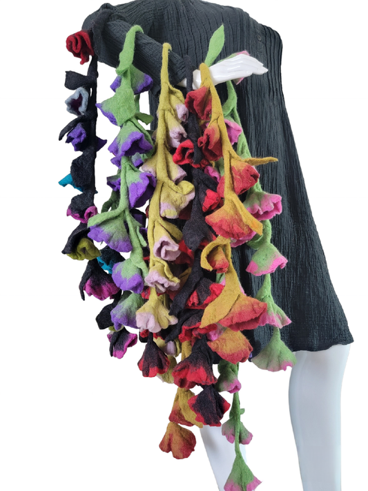 H164 Wool Felt Flower Scarf