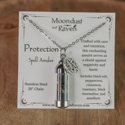 Protection Spell Jar Amulet Necklace,Witchy Crystal Jewelry