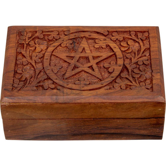 Wood Box Velvet Lined - Pentacle (Each)