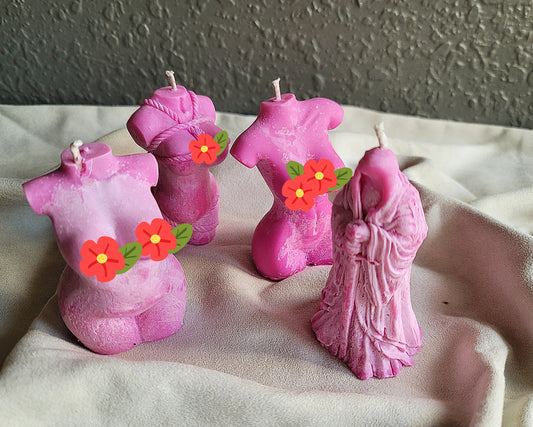 Pink figure candles, soy