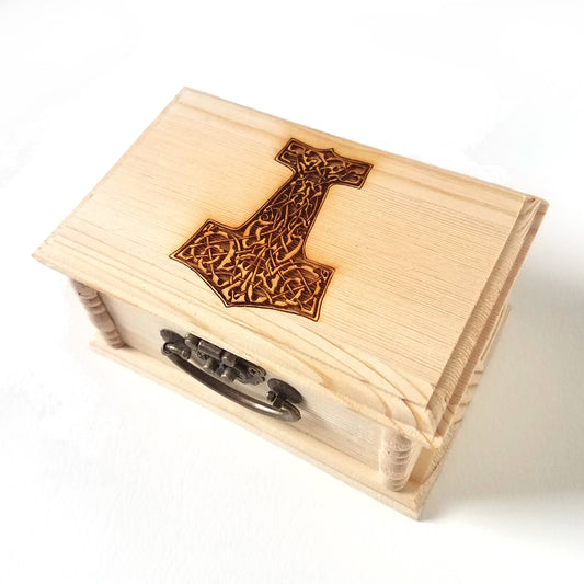 Mjölnir Thor's Hammer Small  Latched Wooden Box