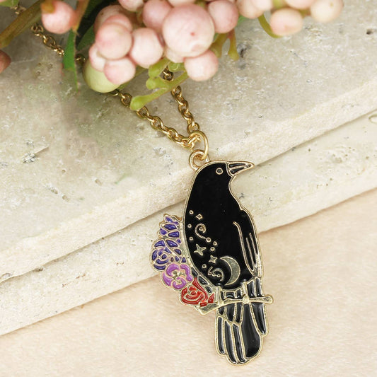 Raven Familiar Gold Celestial Necklace